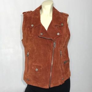 Blank NYC Rust Color Leather Asymmetrical Zip Vest